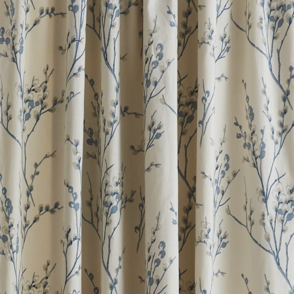 Laura Ashley Pussy Willow Off White Seaspray Readymade Headertape Curtains close up