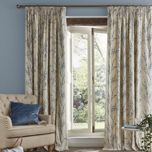 Laura Ashley Pussy Willow Off White Seaspray Readymade Headertape Curtains main