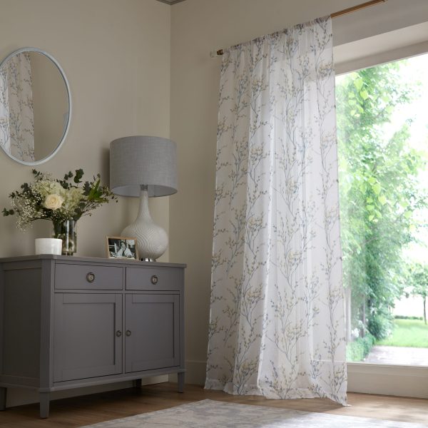 Laura Ashley Pussy Willow Seaspray Voile Readymade Curtains main