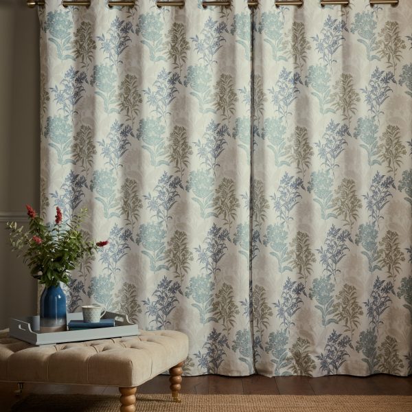Laura Ashley Tenby Seaspray Readymade Blackout Eylet Curtains closed