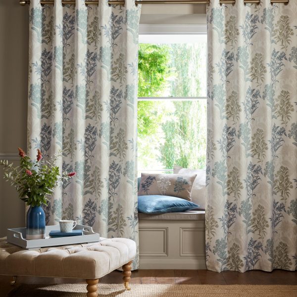 Laura Ashley Tenby Seaspray Readymade Blackout Eylet Curtains main