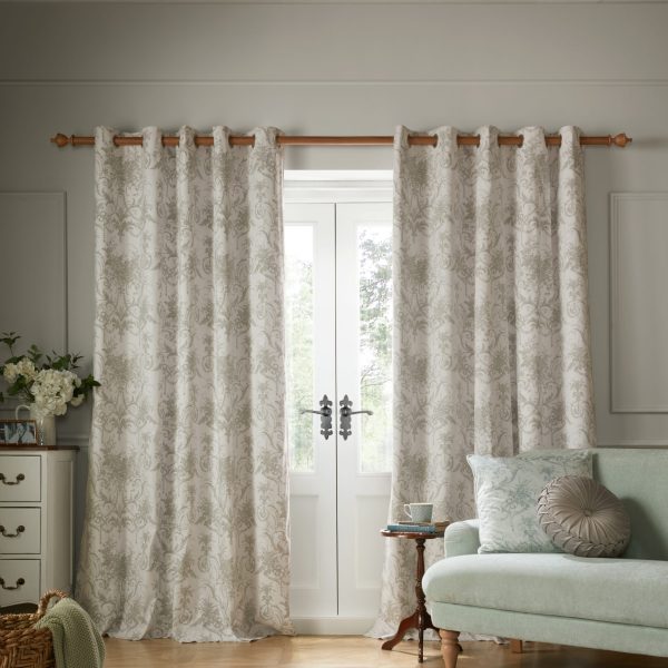 Laura Ashley Tuileries Dark Dove Grey Readymade Blackout Headertape Curtains main