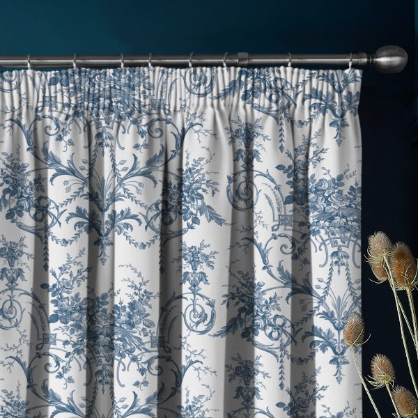 Laura Ashley Tuileries Midnight Readymade Blackout Headertape Curtains header
