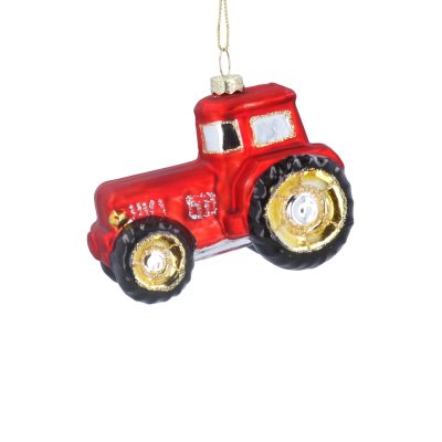 Gisela Graham Glass Decoration 8cm - Red Tractor