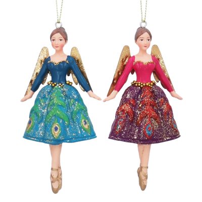 Gisela Graham Paradise Garden Teal/Red Resin Fairy Decoration, 2 Assorted