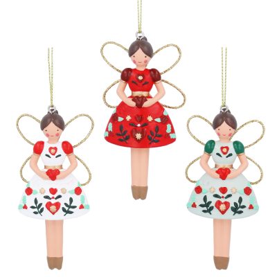 Gisela Graham Alpine Resin Fairy Decoration, 3 Assorted