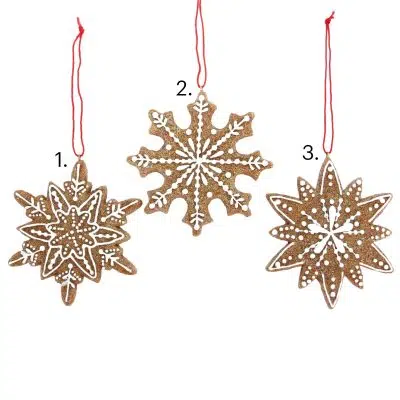 Alternative view of Gisela Graham Resin Decoration 9cm - Gingerbread Snowflake, Assorted