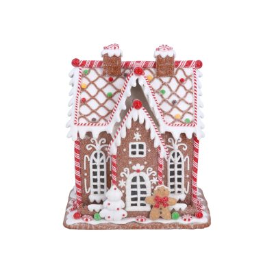 Gisela Graham Claydough Ornament 23cm - LED Double Fronted Gingerbread House