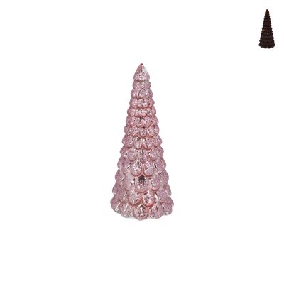 Gisela Graham Glass Ornament 20cm - Pink LED Tree