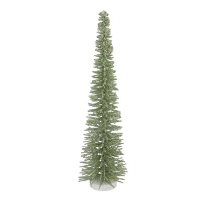 Gisela Graham Slim Green Glitter Wide Bristle Tree, Medium