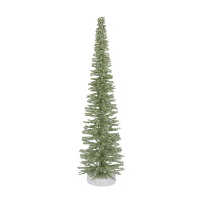 Gisela Graham Slim Green Glitter Wide Bristle Tree, Small