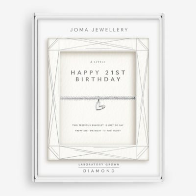 Joma Jewellery Laboratory Grown Diamond A Little 'Happy 21st Birthday' Bracelet In Silver Plating