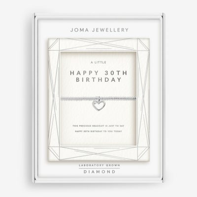 Joma Jewellery Laboratory Grown Diamond A Little 'Happy 30th Birthday' Bracelet In Silver Plating