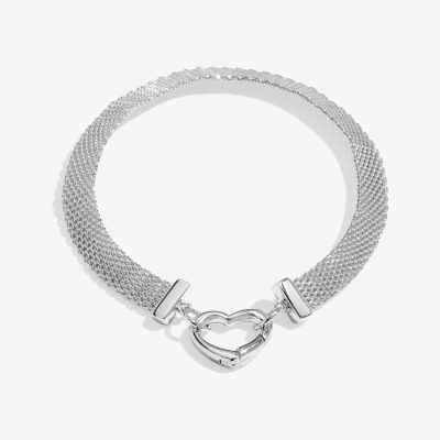 Joma Jewellery Heart Clasp Bracelet In Silver Plating