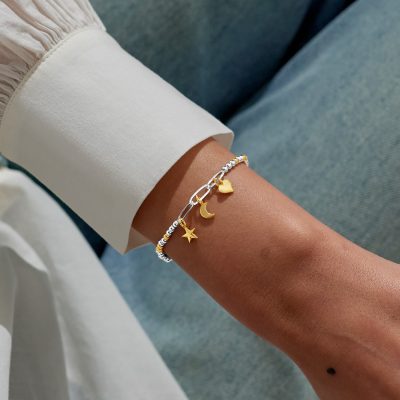 Joma Jewellery Celestial Charms Bracelet In Silver And Gold Plating