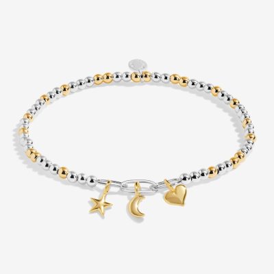 Joma Jewellery Celestial Charms Bracelet In Silver And Gold Plating