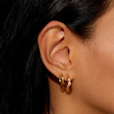 Joma Jewellery Soul Shine Crossover Hoop Earrings Stack In Gold Plating