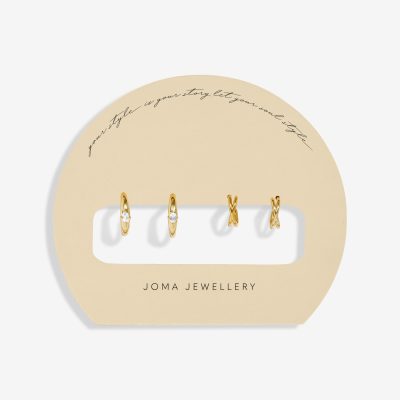 Joma Jewellery Soul Shine Crossover Hoop Earrings Stack In Gold Plating