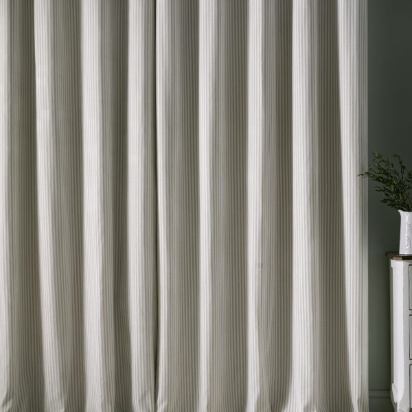 Laura Ashley Cornish Chenille Stripe Natural Readymade Eylet Curtains close