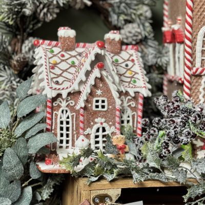 Gisela Graham Claydough Ornament 23cm - LED Double Fronted Gingerbread House
