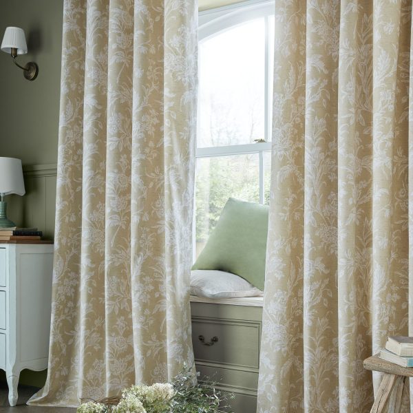 Laura Ashley Lloyd Caramel Readymade Eylet Curtains main