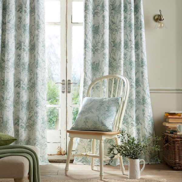 Laura Ashley Tuileries Dark Sage Blackout Ready Made Eyelet Curtains main