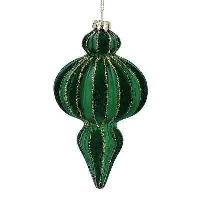 Gisela Graham Green Glass/Velvet Ogee Decoration