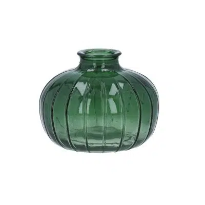 Gisela Graham Emerald Green Glass Ribbed Onion Bud Vase