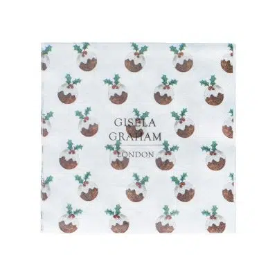 Gisela Graham Pack/20 Paper Napkins 16cm - Christmas Pudding