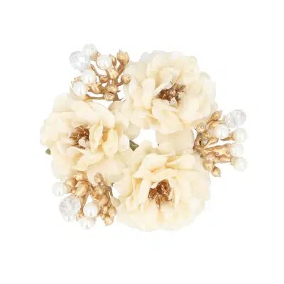 Gisela Graham Cream/Gold Mini Rose Candle Ring