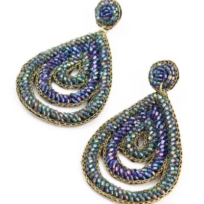 My Doris Blue and Teal Teardrop Earrings