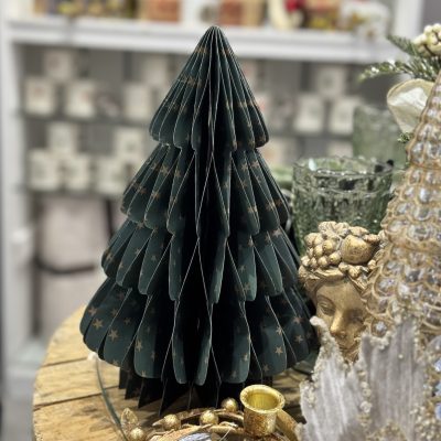 Alternative view of Gisela Graham Green Paper Honeycomb Tree with Gold Stars Ornament