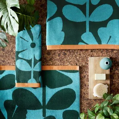 Orla Kiely Wildflower Blue Lagoon Towels cameo