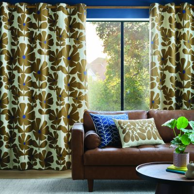 Orla Kiely Multi Stem Wildflower Coffe Ready Made Lined Eyelet Curtains main