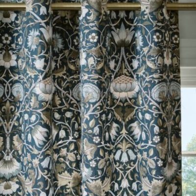William Morris At Home Lodden Prussian Blue Ready Made Eyelet Curtains eyelet detail