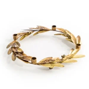 Antique Gold Olive Branch Candle Holder