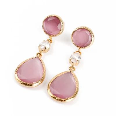 My Doris Pink Stone Triple Drops - Maison White
