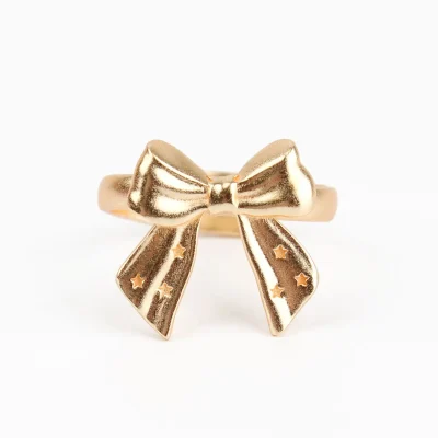 My Doris Gold Bow Adjustable Ring - Maison White
