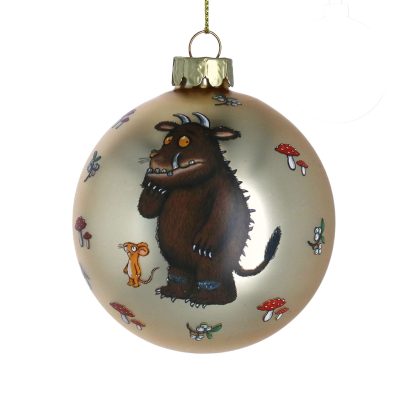 Gisela Graham Glass Bauble 8cm - Matt Gold The Gruffalo & Mouse