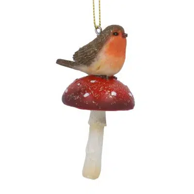 Gisela Graham Resin Robin on Toadstool Decoration
