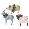 Gisela Graham Resin Hanging Decoration 7cm - Donkey/Sheep/Pig, 3as