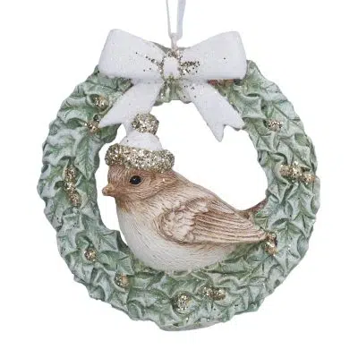 Gisela Graham Resin Bird in Wreath Decoration