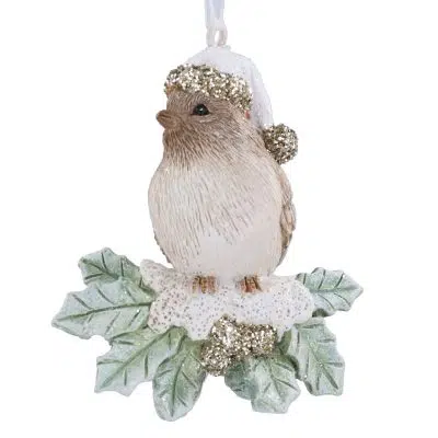 Gisela Graham Resin Bird on Leaves Decoration