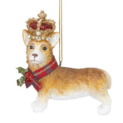 Gisela Graham Resin Hanging Dec 8cm - Corgi with Crown