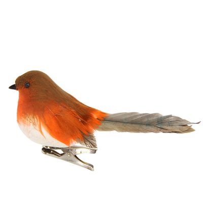 Gisela Graham Acrylic Clip-on Dec 11cm - Feather Robin
