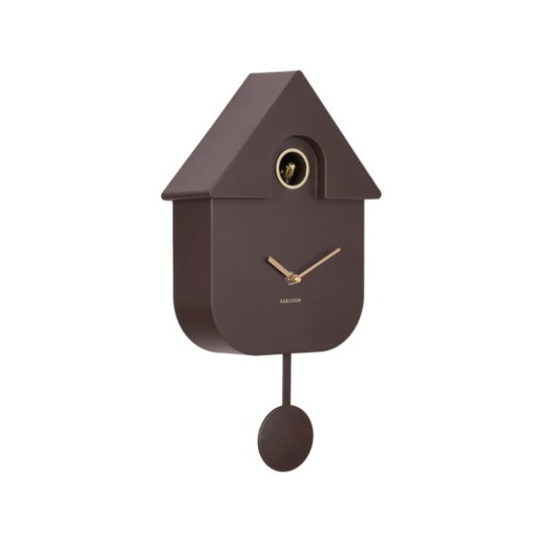 Karlsson Wall Clock Modern Cuckoo Earth Brown
