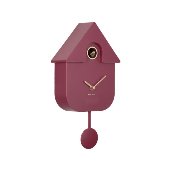 Karlsson Wall Clock Modern Cuckoo Dark Mauve