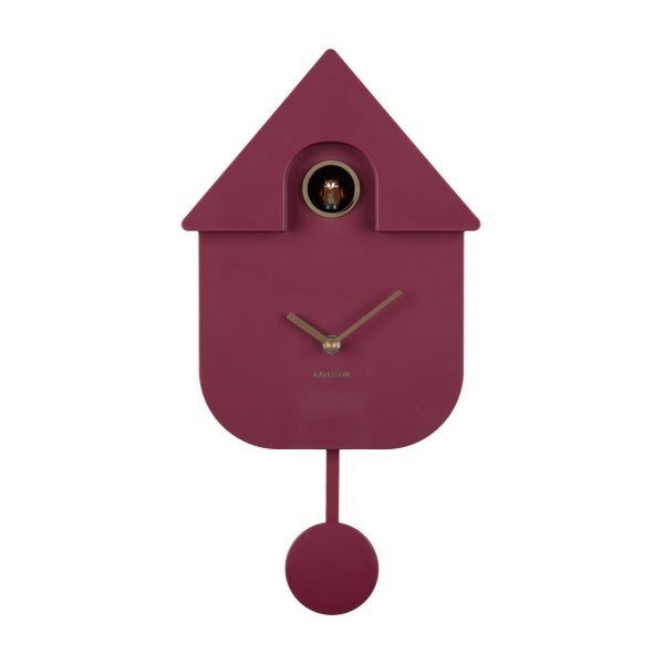 Karlsson Wall Clock Modern Cuckoo Dark Mauve