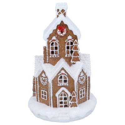 Gisela Graham Resin Orn 32cm - White Iced LED Gingerbread Village