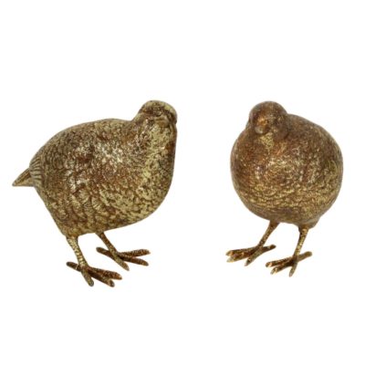 Gisela Graham Resin Orn 11cm - Gold Partridge, 2as